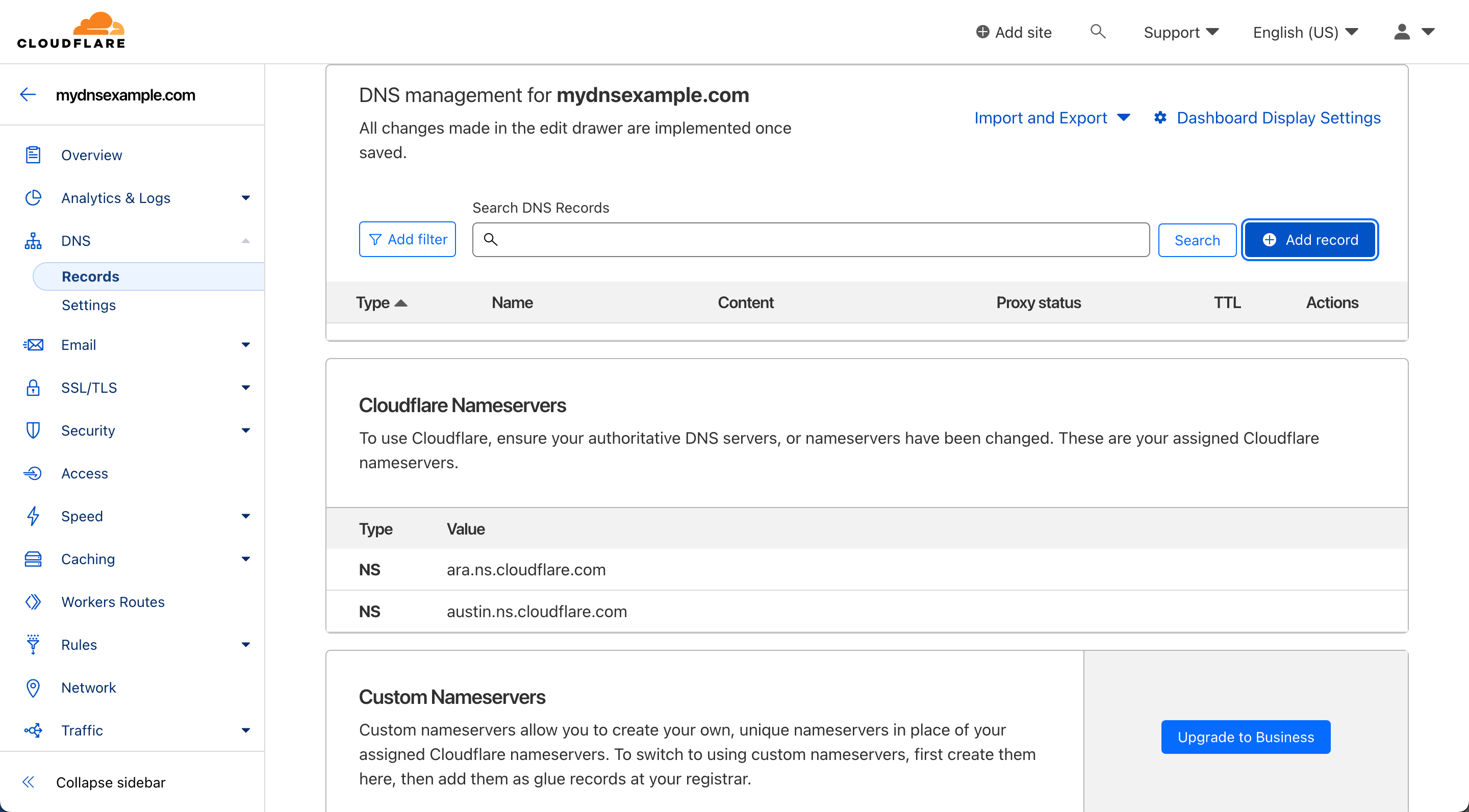 Cloudflare DNS setup access
