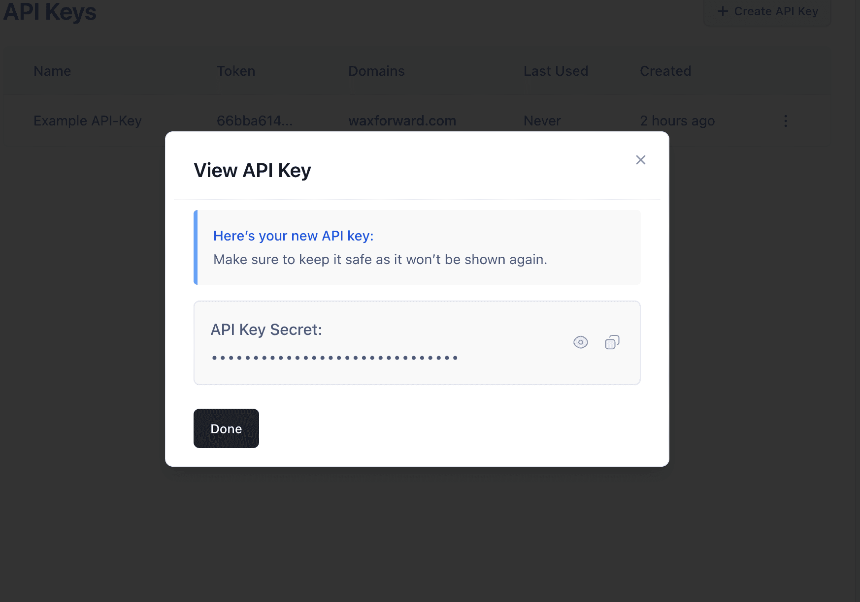 View API Key